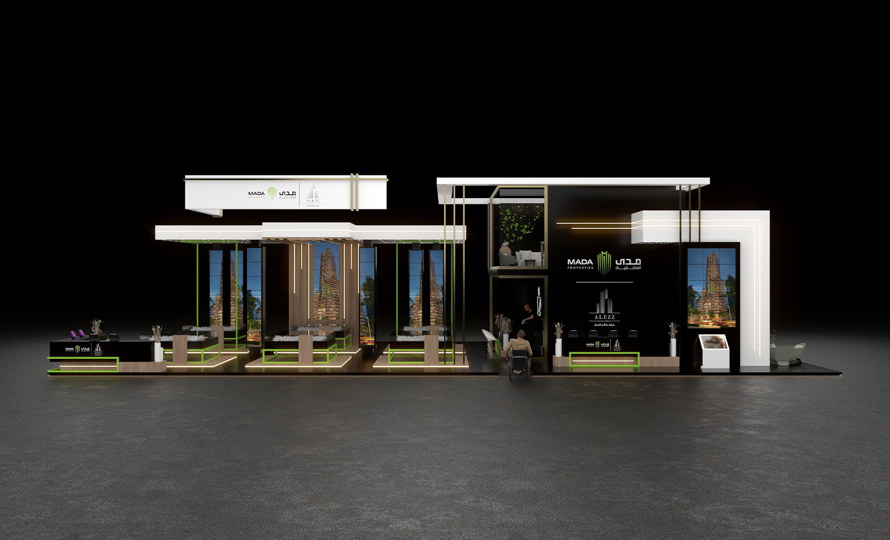 Wide view of the Mada booth on opening day