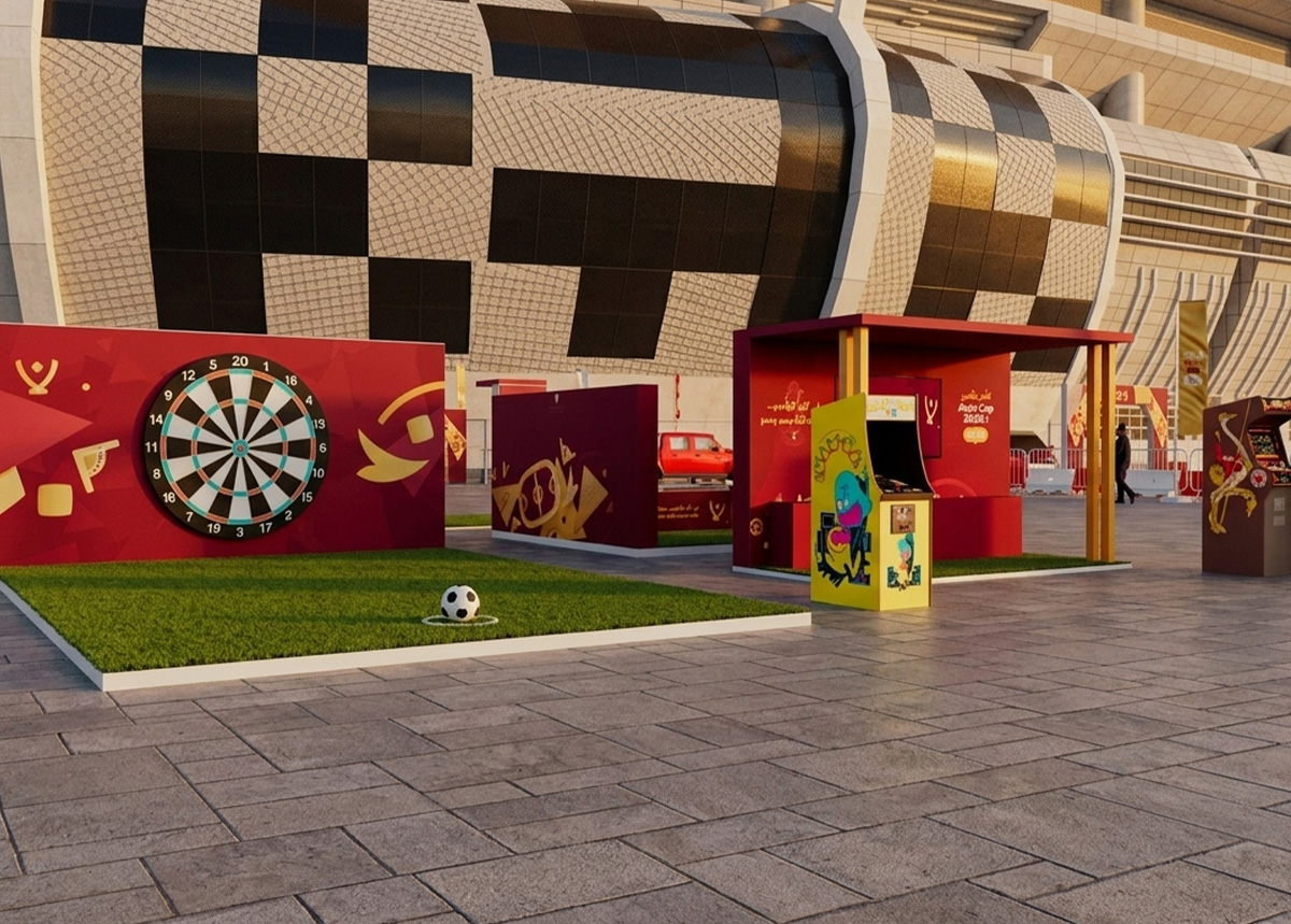 Custom-built display structures at the Amir Cup fan activation